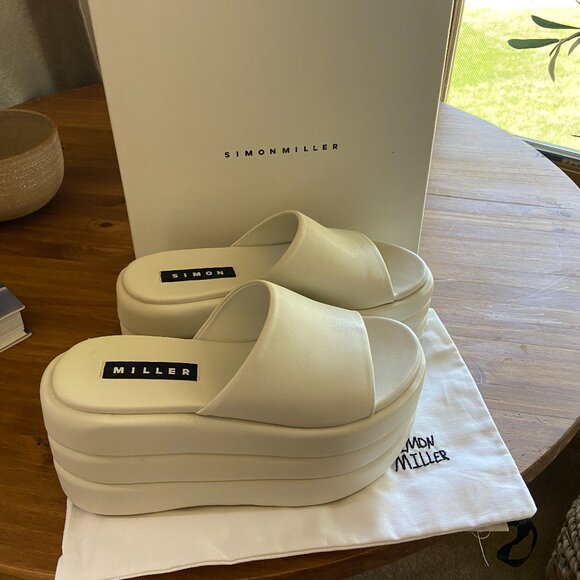 Simon Miller Shoes - Simon Miller White Puffed Blackout Platform Clog Slide Sandal 39